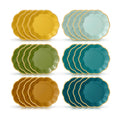72 Pcs Summer Lemon Paper Plates 9 Inch Blue and Yellow Gradient Scalloped Paper Disposable Dinner Dessert Plates for Summer Birthday Wedding Bridal Party Supplies, 6 Colors