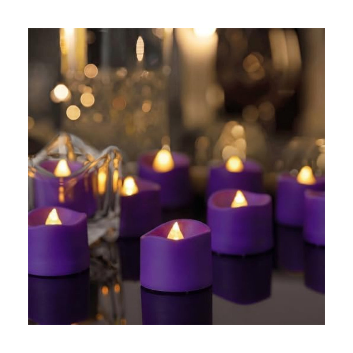 Homemory 50-Pack Purple Flameless Battery Tea Light Candles, 200+ Hours