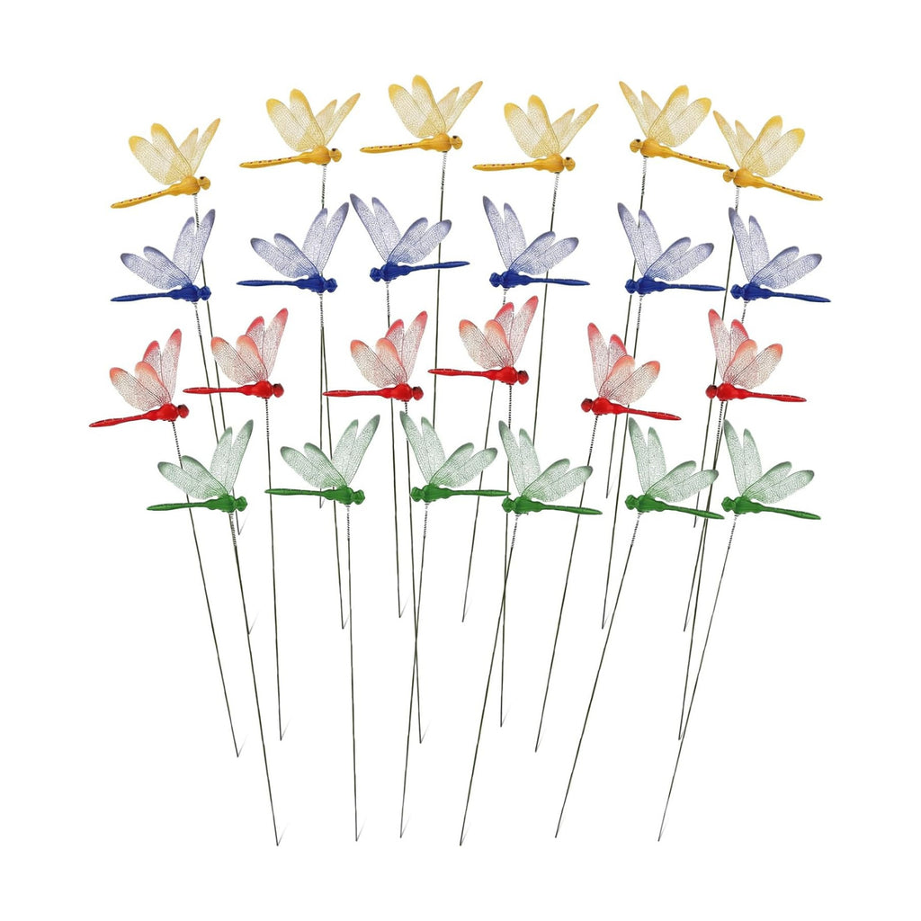 RAINFLOW 24 PCS Dragonfly Garden Stakes - Fake Dragonflies Outdoor Decor