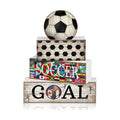 Moucuny 4 Pcs Soccer Centerpieces Table Wooden Block Signs Ball Topper