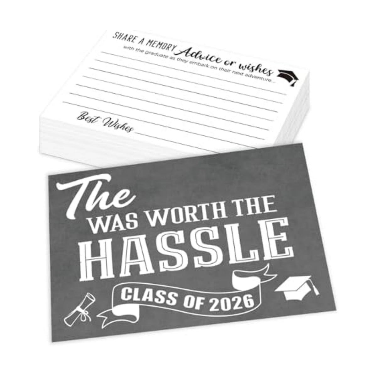 50 PCS Graduation Wishes and Advice Cards 2026, Advice for the Graduate 2026, Graduation Party Supplies for Elementary College Senior High School (Grey.50)