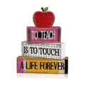 Moucuny 4 Pcs Back to School Table Decorations Retro Red Wooden Apple Decor