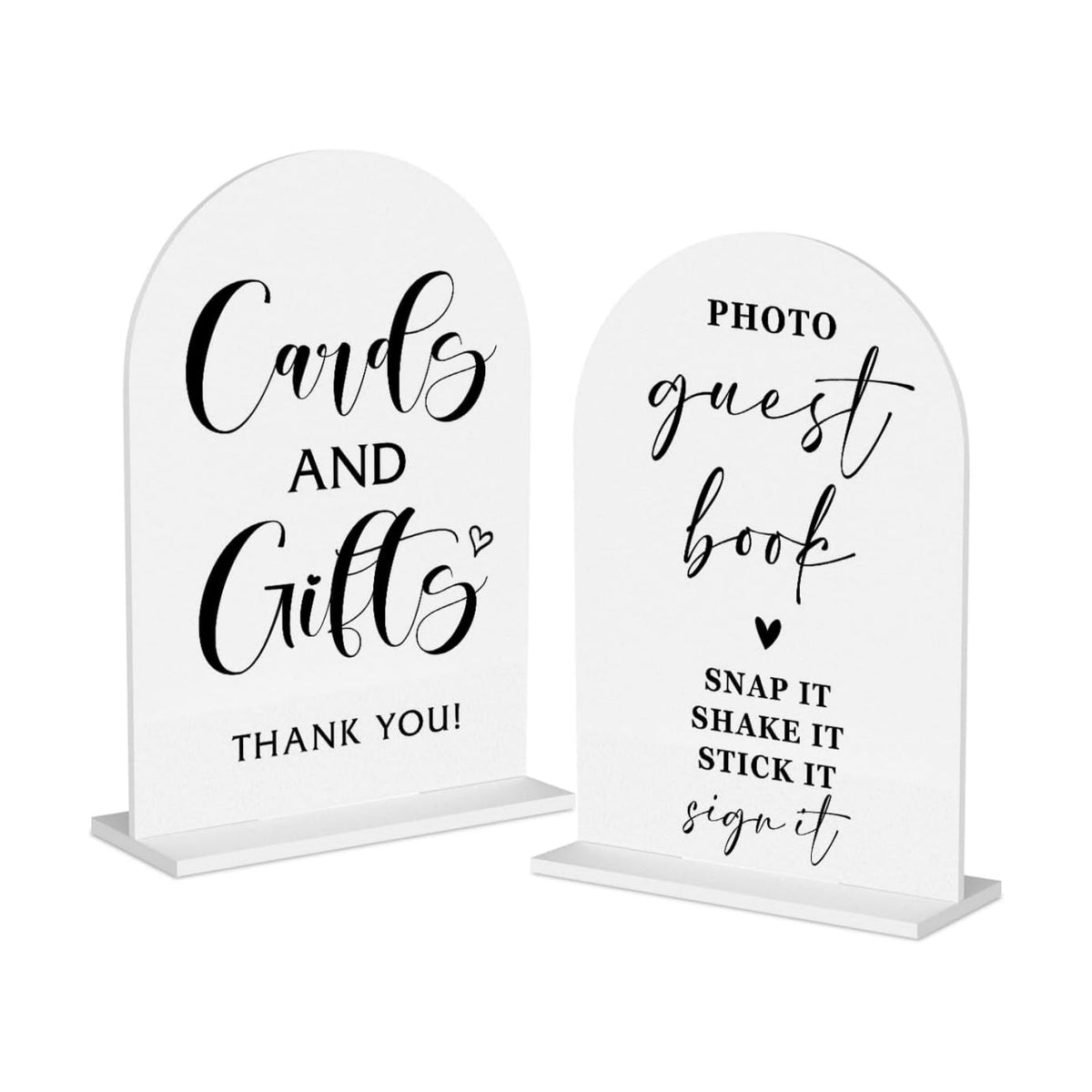 2Pcs Wedding Memorial Signs Photo Guest Book Sign Cards And Gifts Sign Wedding Table Acrylic Decor for Engagement Bridal Shower Ceremony Reception Event Party