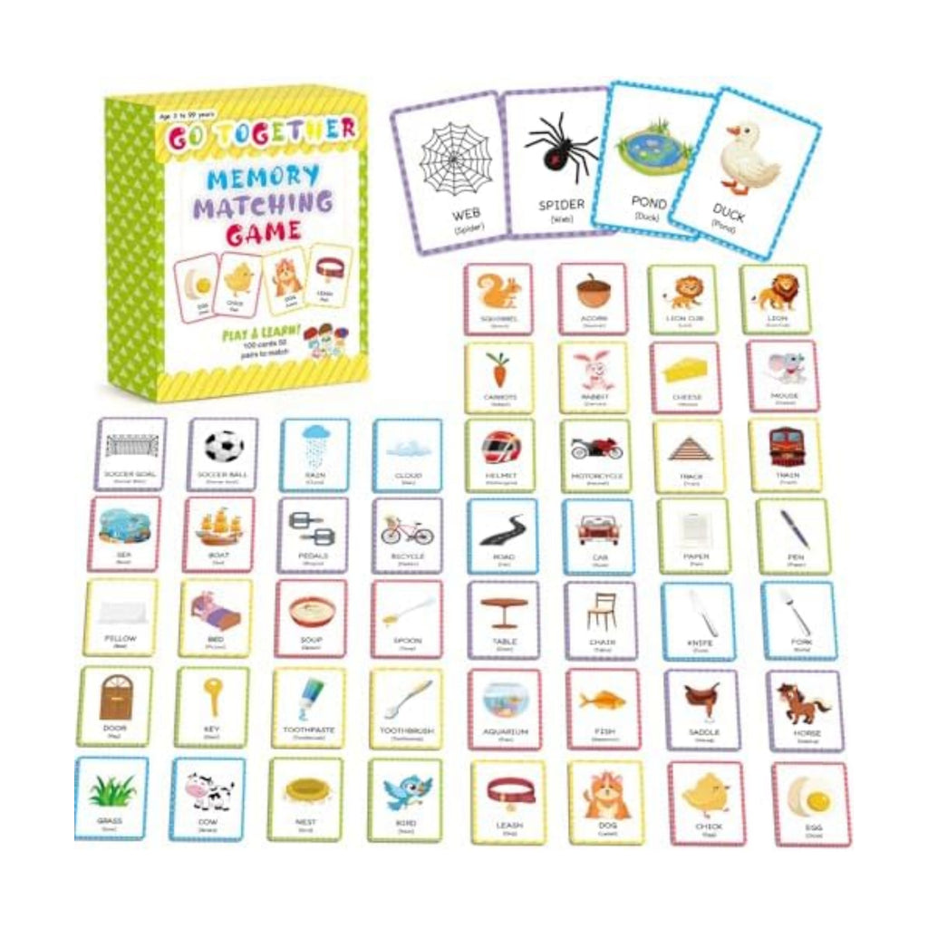 gisgfim 100 PCS Go Together Memory Matching Game Associations Learning Flashcards Educational Vocabulary Sorting Concentration Memory Card for Preschool Ages 3-8 A Fun & Fast Activities Matching Games