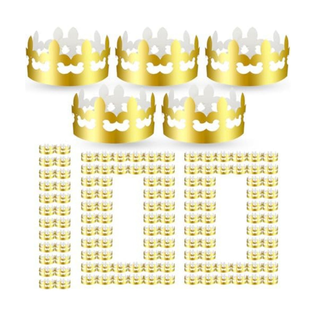 Crtiin 100 Pcs Gold Paper Crowns Bulk for Adult Kids Party, Majestic Style