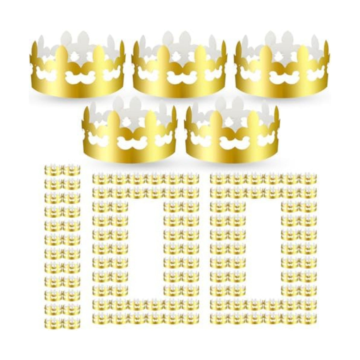 Crtiin 100 Pcs Gold Paper Crowns Bulk for Adult Kids Party, Majestic Style
