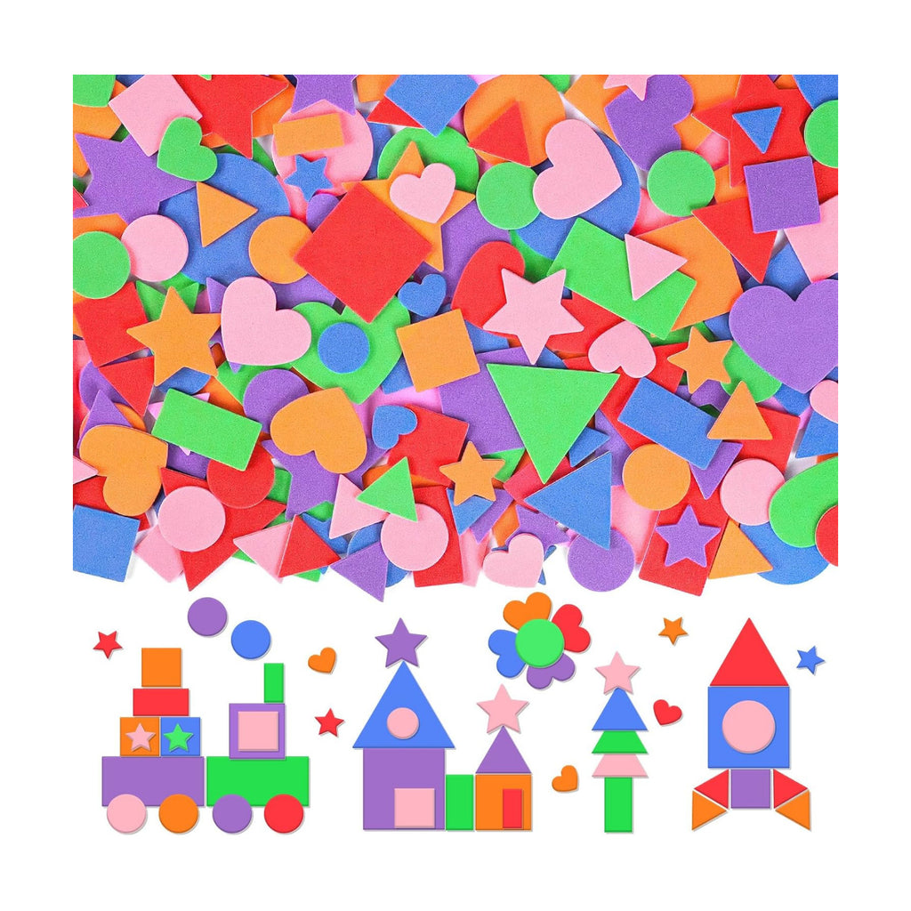 600Pcs Foam Stickers Foam Shape Stickers for Crafts Heart Star,Multicolor