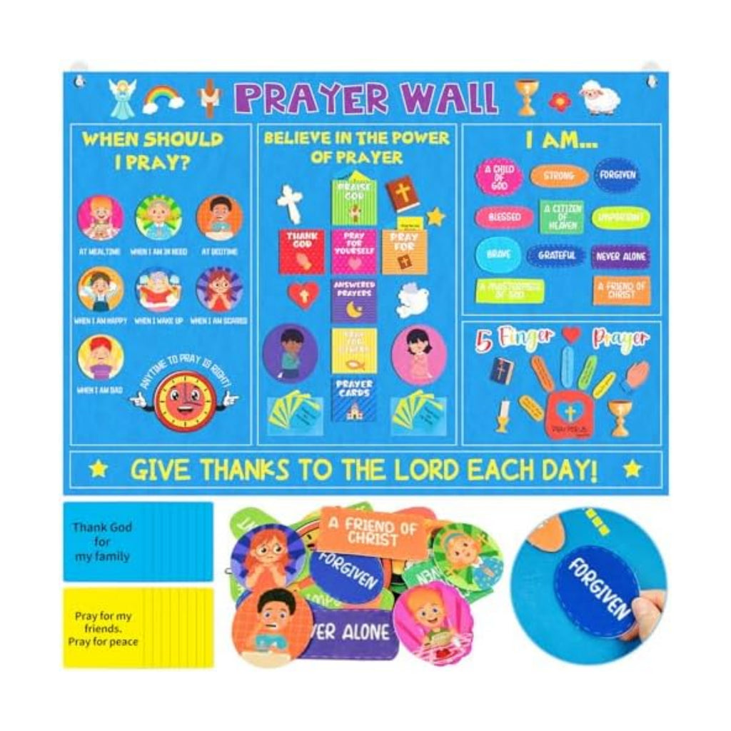 Cinrobiye Christian Prayer Wall Felt Board Kit, Bible Prayer Bulletin Board with Prayer Request Cards, Reusable Church Prayer Wall Decorations for Bible Study, Worship, Prayer Room Home Decor