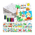 24Set Summer Arts & Crafts for Kids Adults Bulk, Hawaiian Summer Activity DIY Puzzle Kit with Beach Tropical Palm Tree, Luau Ocean Theme Painting for Classroom Party Favors Gift Coloring Game Supplies