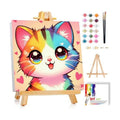 Gemozaic Cat Paint by Numbers Kit for Kids with Frame and Easel, 8 x 8 in