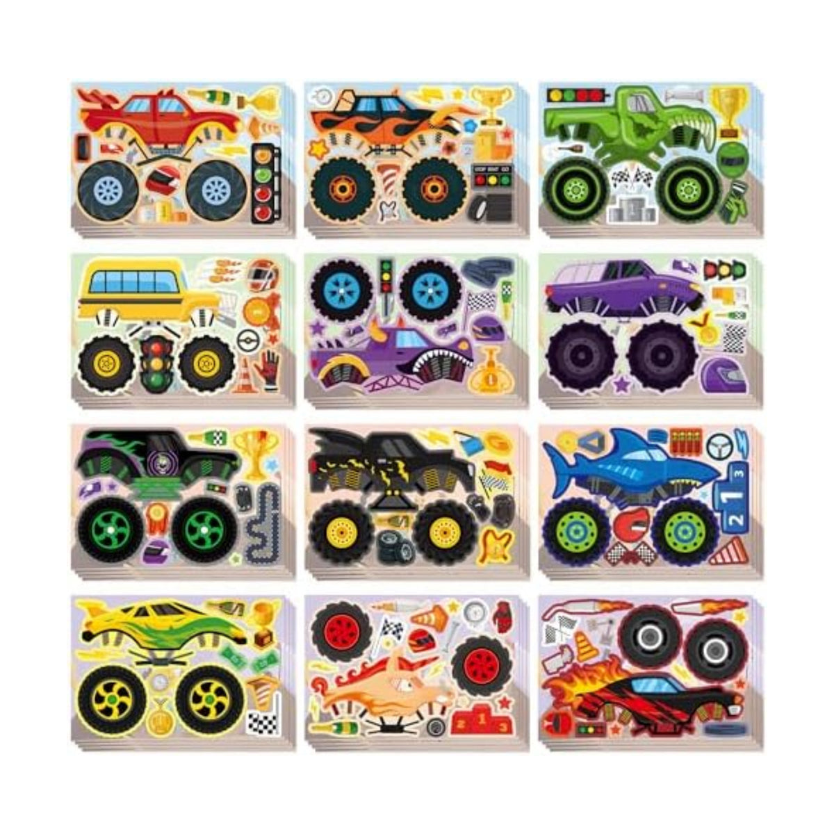 Monster Car Stickers - 48 Sheets Monster Truck Party Favors