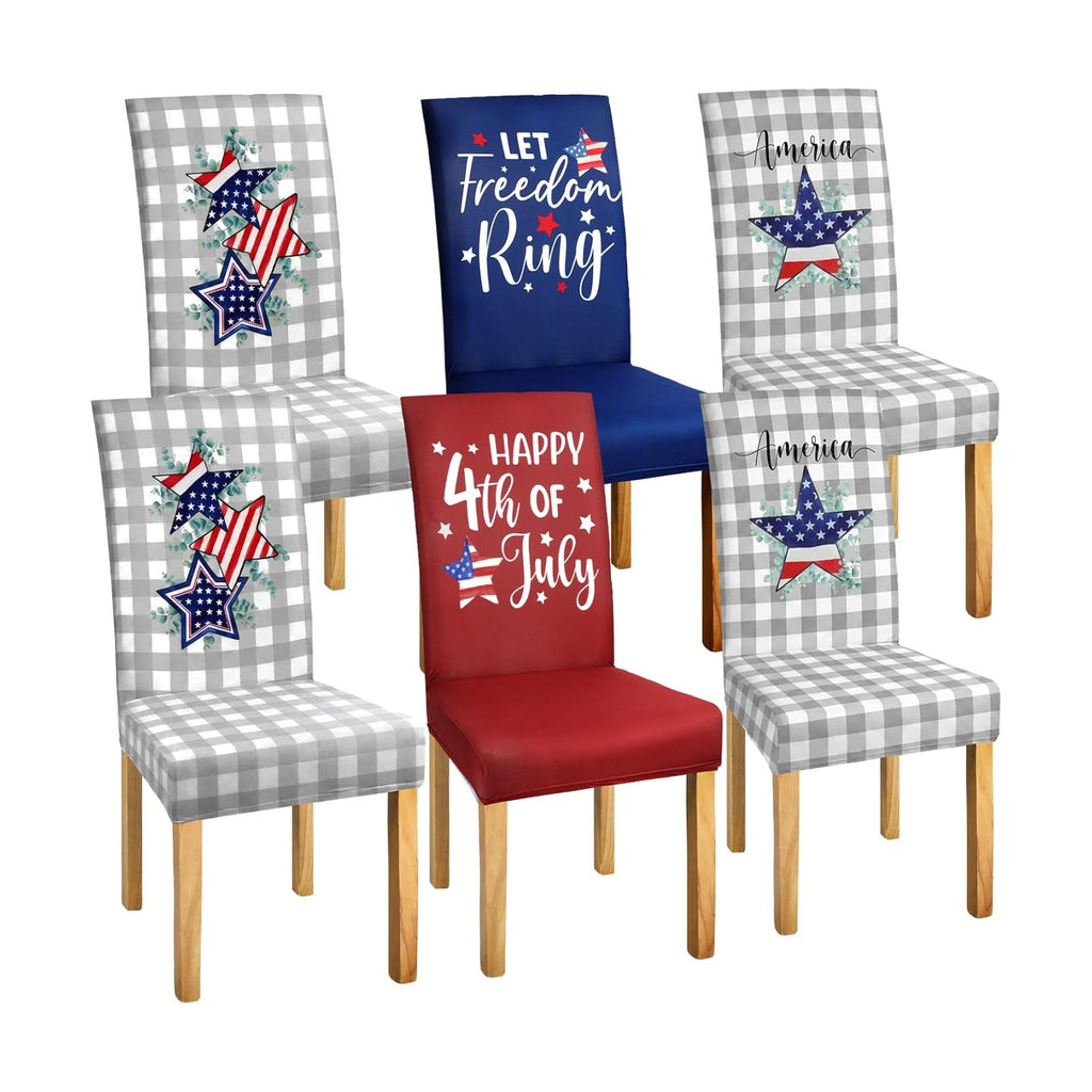 Mindsoft 6 Pcs Patriotic Chair Covers Red White Blue Decor for Veterans Day