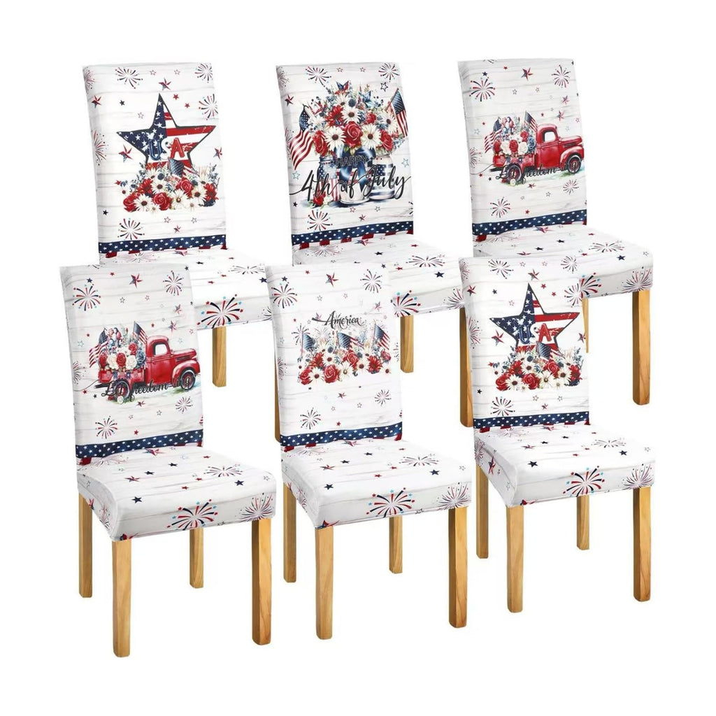 Mindsoft 6 Pcs Veterans Day Chair Cover Red White Blue Patriotic Decor