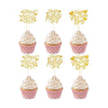 Happy Mothers Day Cake Topper, 24 Pcs Mothers Day Cupcake Toppers, Glitter Gold Happy Mother's Day Cupcake Toppers Food Picks Cake Decoraitons for Birthday Mothers Day Decorations