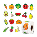 500PCS Fruit Stickers Rolls 8 Styles Summer Fruits and Vegetables Sticker 1in Self-Adhesive Waterproof Vinyl Stickers Decor for Back to School First Day of School Party Supplies Envelope Decorations