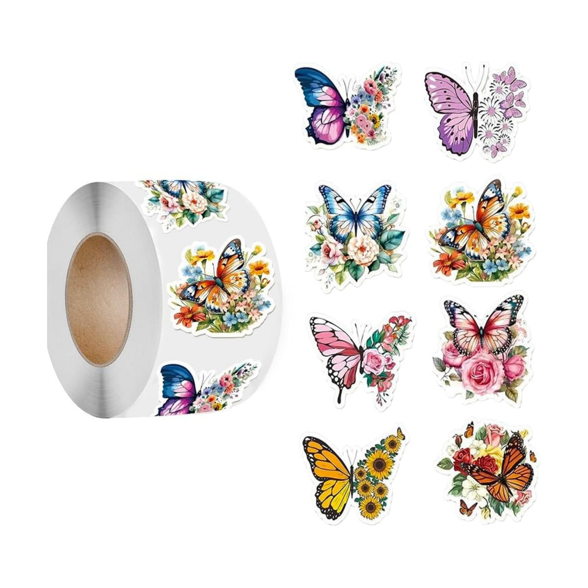 500PCS Butterfly Stickers 8 Styles Alien Butterfly Sticker Rolls 1in Cartoon Stickers Party Favors Waterproof Vinyl Sticker for Birthday Party Favors Envelopes Decorations