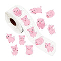 500PCS Little Pig Stickers 7 Styles Pink Piglet Sticker Rolls 1in Adorable Cartoon Stickers Party Favors Waterproof Vinyl Sticker for Birthday Party Favors Envelopes Scrapbook Decorations
