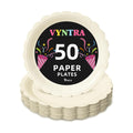 Vyntra 50 Pcs Ivory 9 Inch Scalloped Paper Dinner Plates