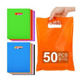 VieFantaisie 50 PCS Party Favor Bags, 8" x 11" Goodie Bag for Candy Treat Crafts, Plastic Gift Bags Bulk with Handle for Birthday Party, School Events, Thanksgiving, Christmas, Halloween, 10 Colors