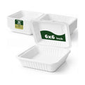 100% Compostable Clamshell Take Out Food Containers 6X6" 50-Pack Heavy-Duty Quality to go Containers, Natural Disposable Bagasse, Eco-Friendly Biodegradable Made of Sugar Cane Fibers