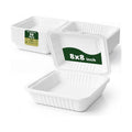 100% Compostable Clamshell Take Out Food Containers 8X8" 50-Pack Heavy-Duty Quality to go Containers, Natural Disposable Bagasse, Eco-Friendly Biodegradable Made of Sugar Cane Fibers