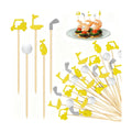 Aodaer 200 Pieces Golf Cocktail Picks for Appetizers 4.7 Inch Golf Themed Decorative End Fruit Toothpicks Skewers Bamboo Cocktail Picks for Sports Catered Events Buffet Party Supplies, Yellow