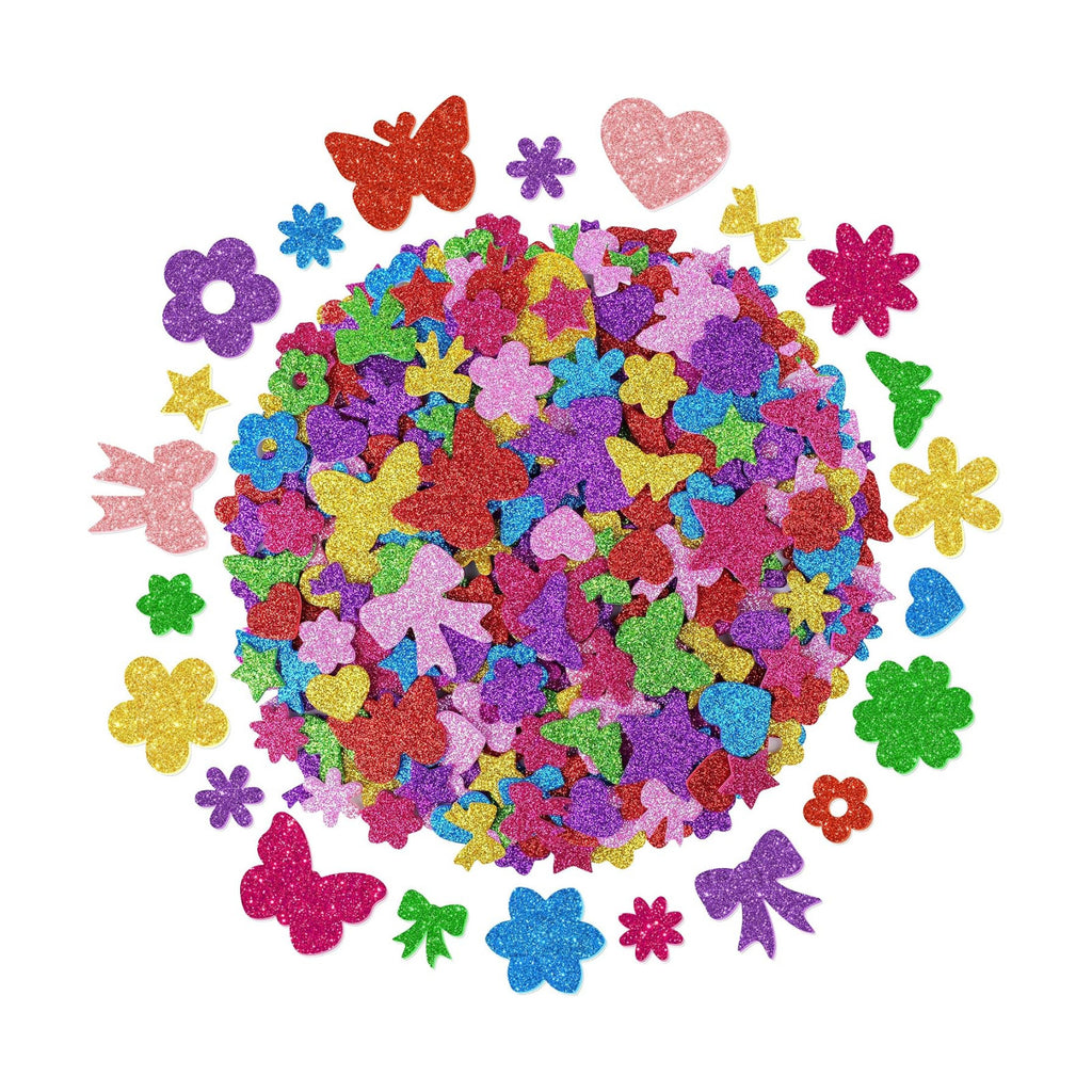 Foam Stickers, 700 PCS Glitter Foam Butterfly Flower Heart & Bow Stickers