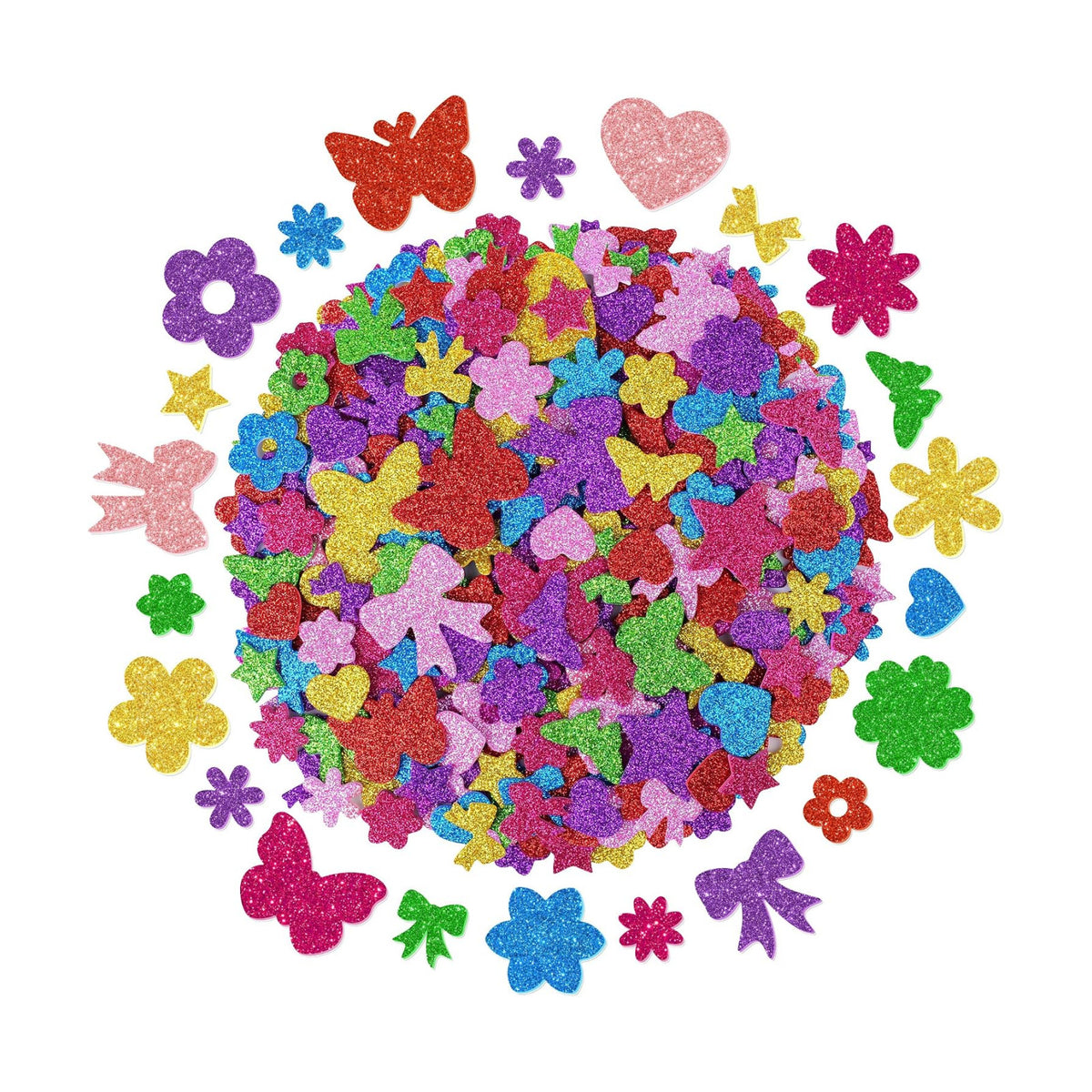Foam Stickers, 700 PCS Glitter Foam Butterfly Flower Heart & Bow Stickers