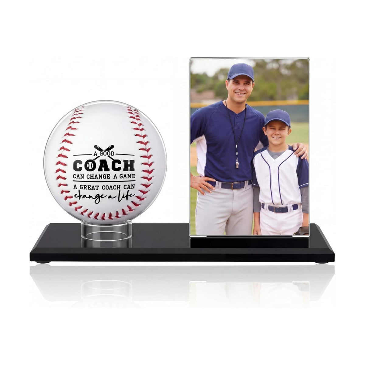 Colingmill Baseball Gifts for Coach Picture Frame and Baseball Display Case Set Ball and Card Holder for Coach Teacher