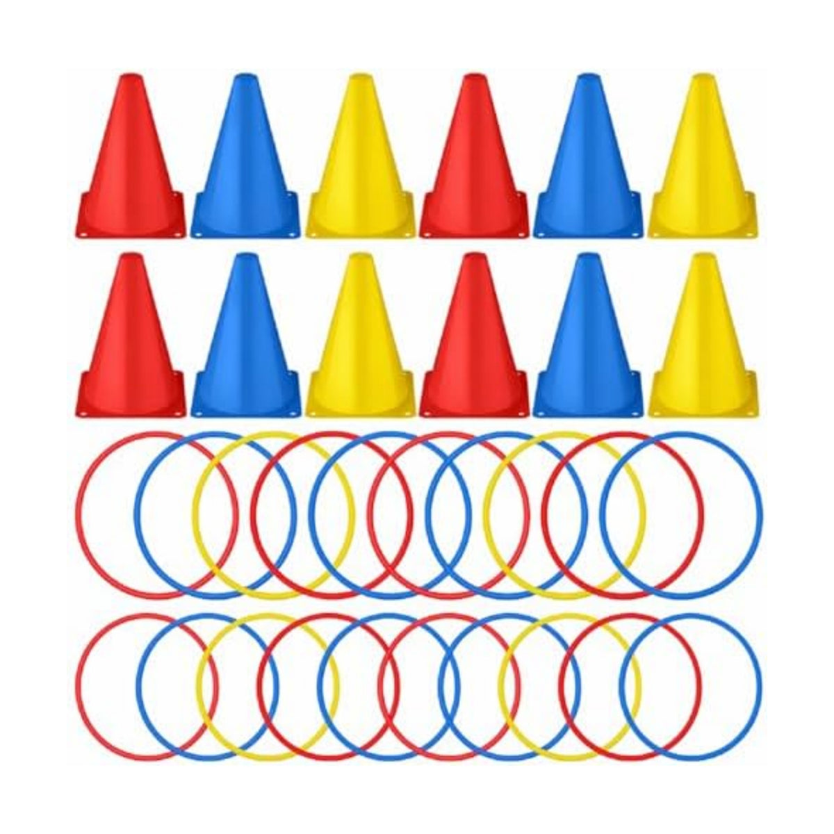 Leyndo 52 Pcs Ring Toss Game Set 12 Plastic Training Cones 40 Toss Rings for Carnival Party Backyard Indoor Outdoor Games