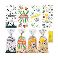 QOIUSO 100PCS Soccer Cellophane Treat Bags - Clear Plastic Goodie Bags with 110 Gold Twist Ties - Soccer Party Favor Bags for Snacks, Game Day, Sports Events, Birthday & School Activities