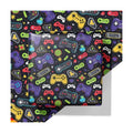 Cuitpan Gaming Wrapping Paper - 4 Jumbo Sheets, 28 * 40 Inches, Video Game Console and Black Starry Sky Design, for Boys Birthday, Gaming Party & Holiday Gifts