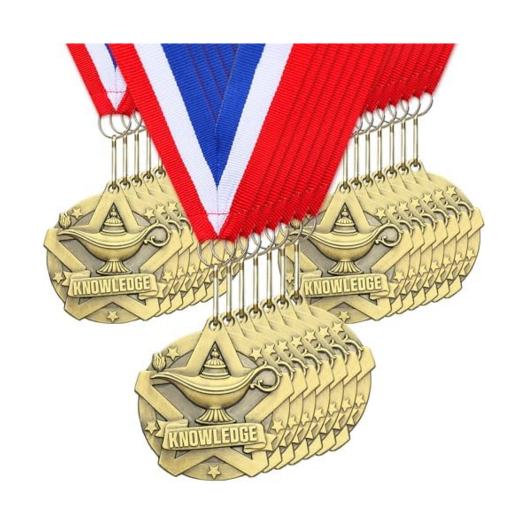 Quelay 30 Pcs 2 Inches Award Medals Bulk Medals Bulk with Neck Ribbons Metal Trophy Award Prize Gift for Tournaments, Competitions, Party, Kids and Adults