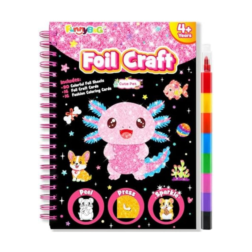FUNNYB&G Foil Art Craft Kit for Kids, Sparkly Birthday Gift Toy for Kids