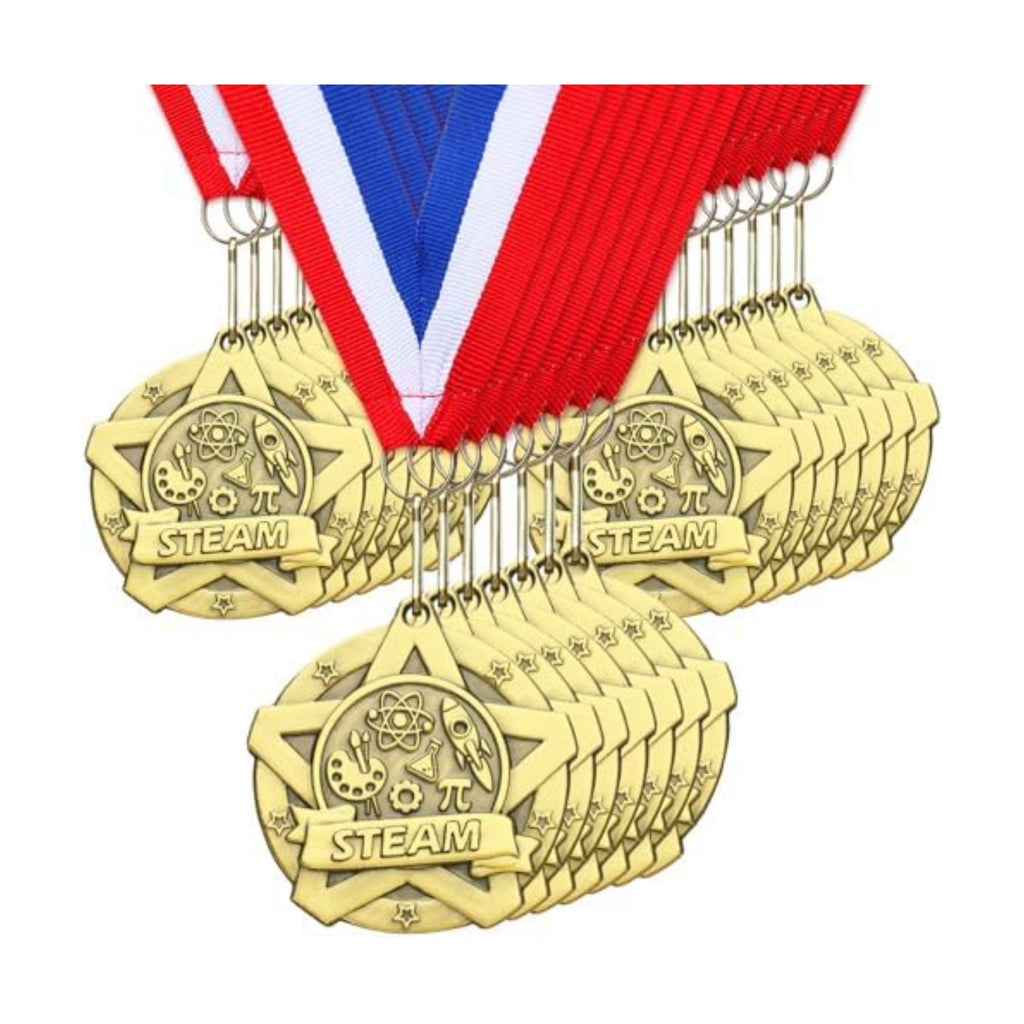 Quelay 30 Pcs 2 Inches Award Medals Bulk Medals Bulk with Neck Ribbons Metal Trophy Award Prize Gift for Tournaments, Competitions, Party, Kids and Adults