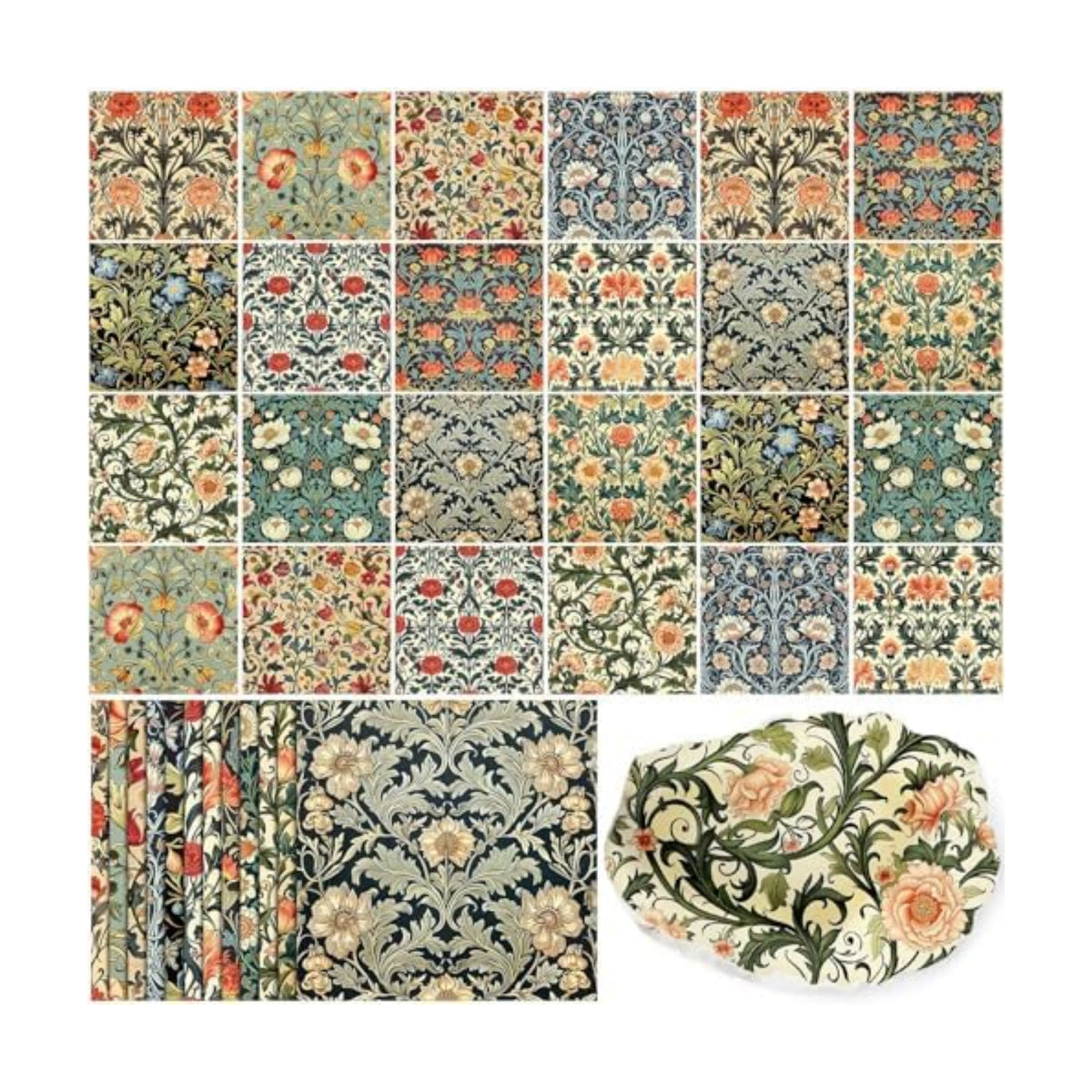 Tenceur 48 Pack 12 Styles William Morris Floral Decoupage Napkins, 13 Inch
