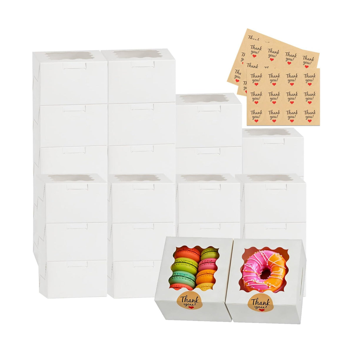 26 Pcs Cookie Boxes with Window, 4x4x2.5 Inches, for Dessert Pastry