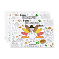 24 Count Thanksgiving Color Your Own Placemats – I Am Thankful for Turkey Coloring Activity Placemat for Kids, Thanksgiving Table Activity, Classroom Crafts