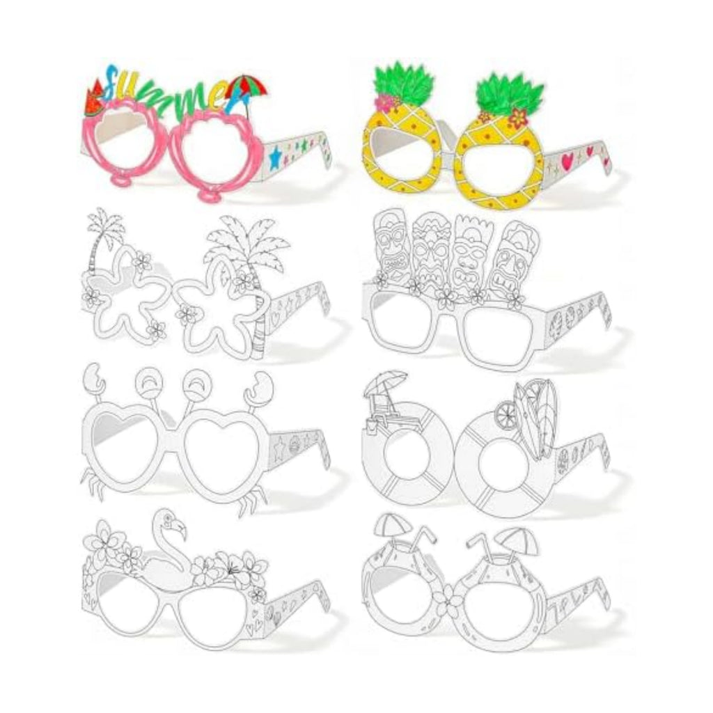 32Pcs Summer Craft Coloring Glasses Bulk Hawaiian Luau Art Craft for Kids