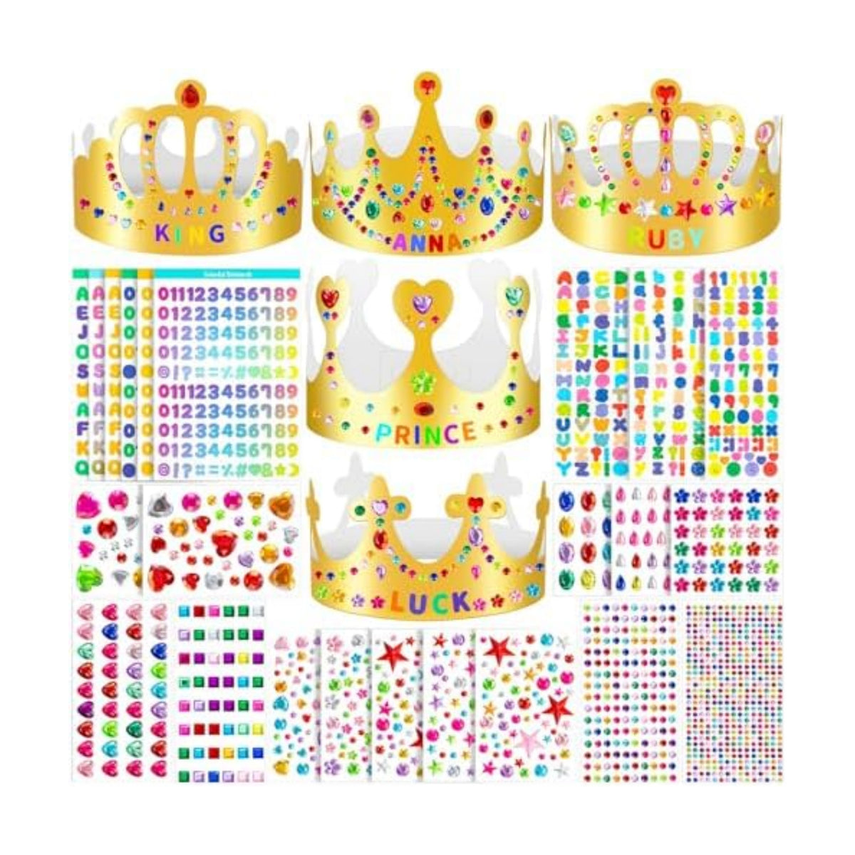 Gold Paper Crowns, Diy Birthday King Crowns Craft to Decorate, Paper Prince Princess Crown Hats for School Classroom