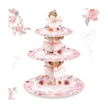 3 Tier Ballerina Party Decoration Ballerina Cupcake Stand Decoration Dancing Girl Floral Cupcake Tower Pink Dance Theme Cake Holder Table Display for Ballet Tutu Dancer Pink Party Supplies