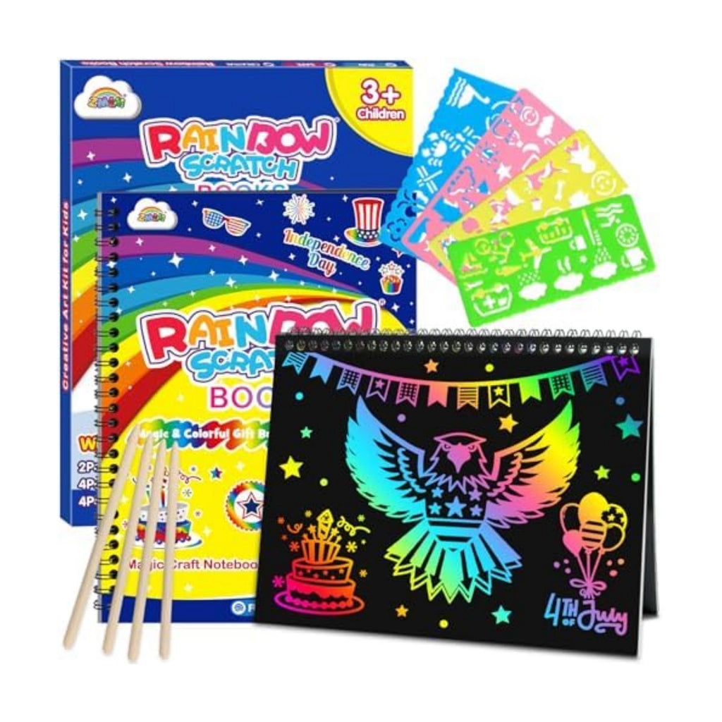 ZMLM Scratch Paper Art-Crafts Gift: 2 Pack Rainbow Notebooks Supplies Toys