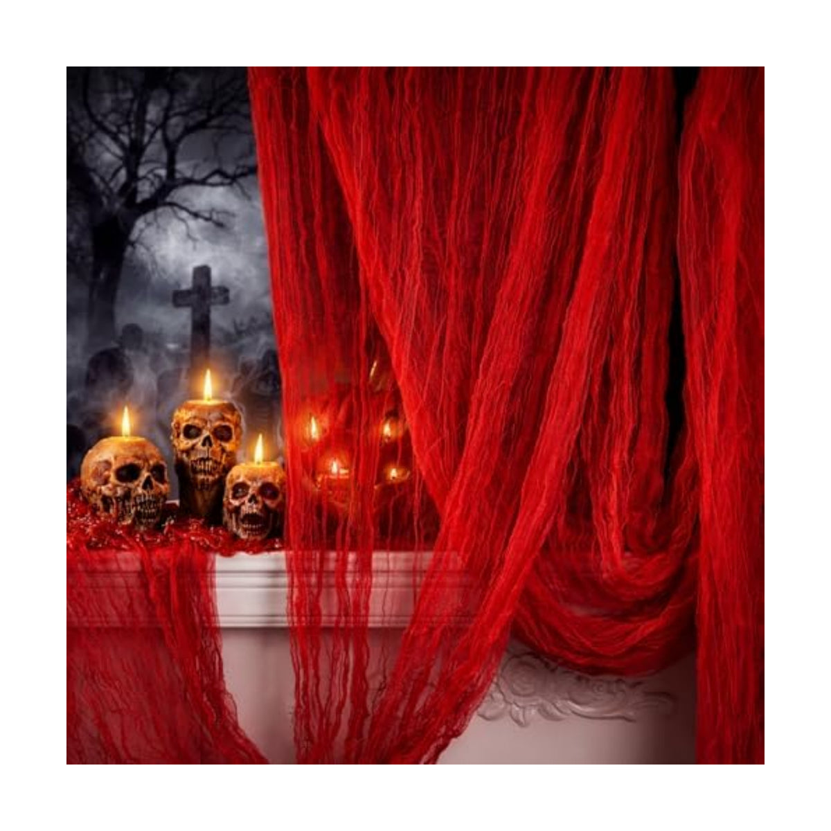 200" x 85" Halloween Red Creepy Cloth, Bloody Scary Creepy Gauze Cloth