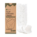 Caperci 150pcs White Tulip Cupcake Liners for Baking Parchment Muffin Cups