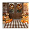 SEEKSEE Fall Decor Buffalo Plaid Rug 4' x 6' Coffee and White Large Front Door Mat, Layering Area Rug, Fall Rug for Outdoor Patio Entryway Indoor Living Room Kitchen Dining Room Decor