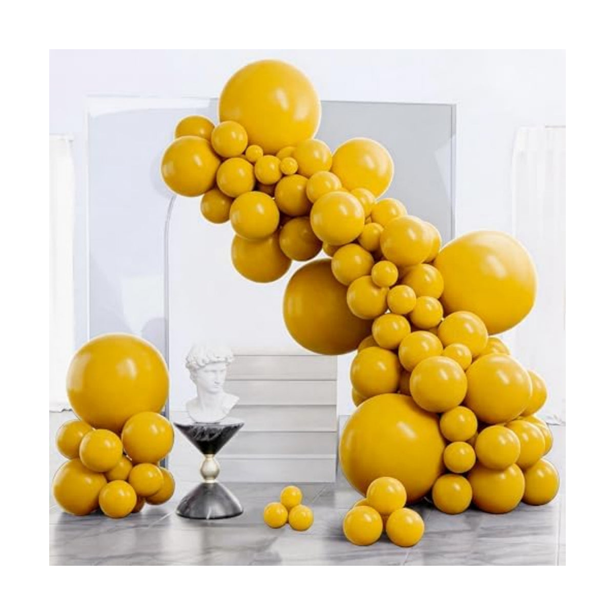 PartyWoo Mustard Yellow fall Balloons 140pcs Different Sizes