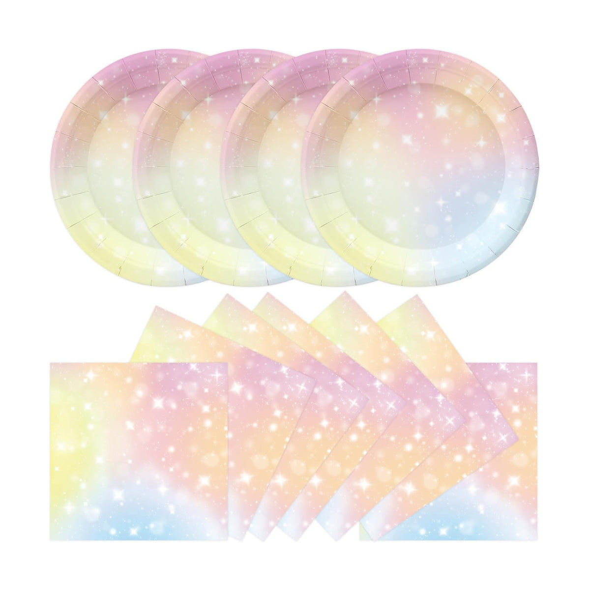 50Pcs Pastel Plates and Napkins Party Supplies, Disposable Rainbow Theme Birthday Paper Plates Napkins Tableware Set for Baby Shower Weddings Birthday Party Decorations (Pastel)