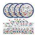 50Pcs 4th of July Flower Plates and Napkins Party Supplies, Disposable Patriotic Paper Plates Napkins Tableware Set for Memorial Independence Day Usa Party Decorations (Patriotic)