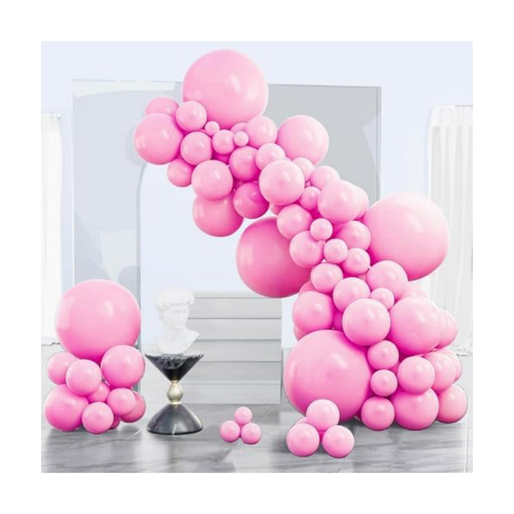 PartyWoo Pink Balloons 140pcs Matte Pink Balloons Different Sizes