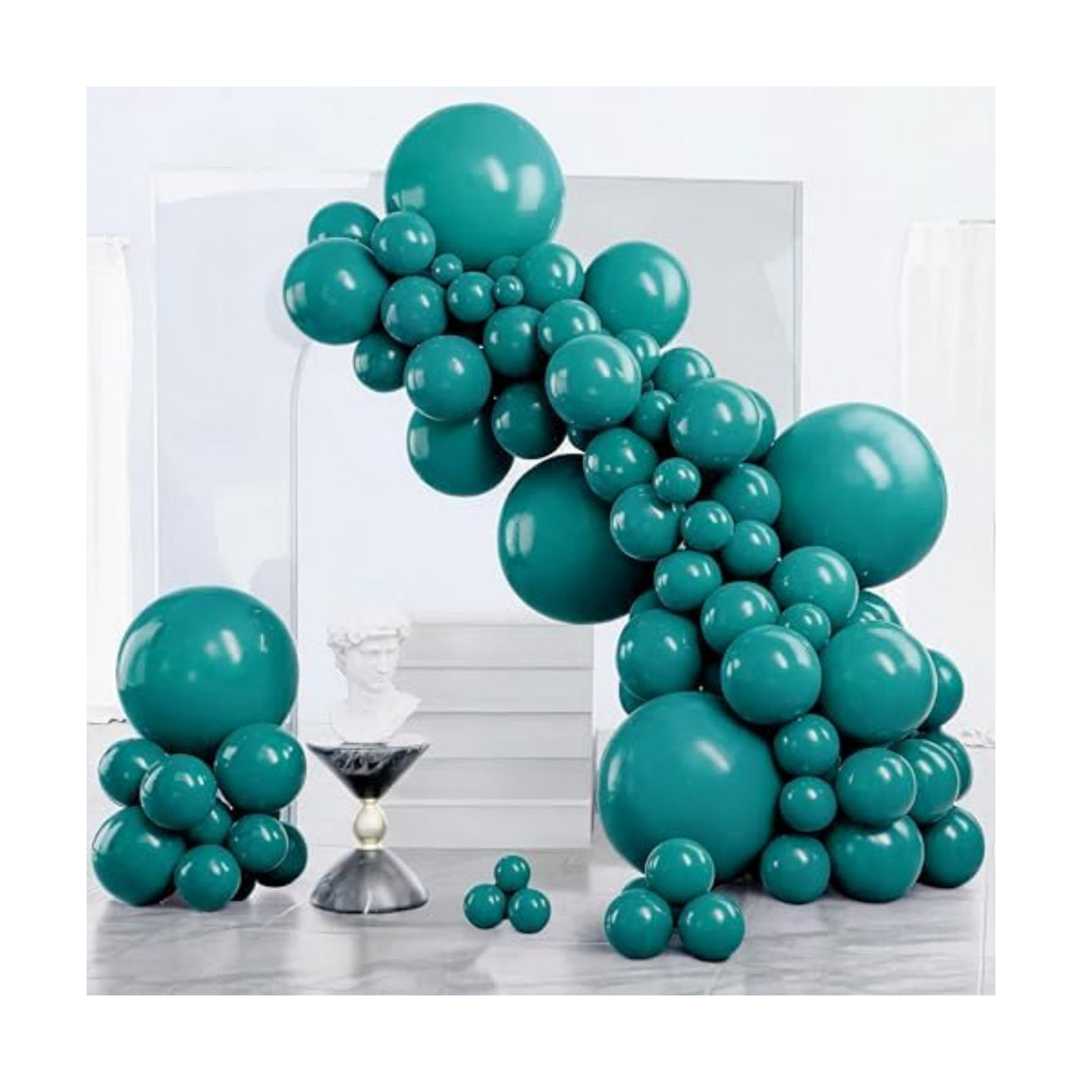 PartyWoo Slate Blue Balloons 140pcs Dusty Blue Boho Neutral Different Sizes